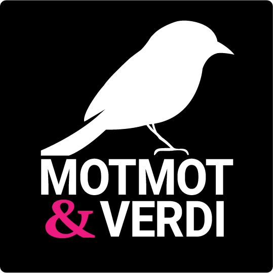 square white font and bird pink